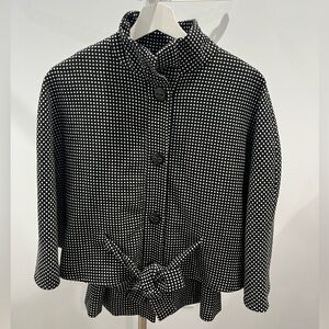 Anthropologie Tabitha Women Polka Dot Belted Wool Blend Cape Coat Poncho Size XS